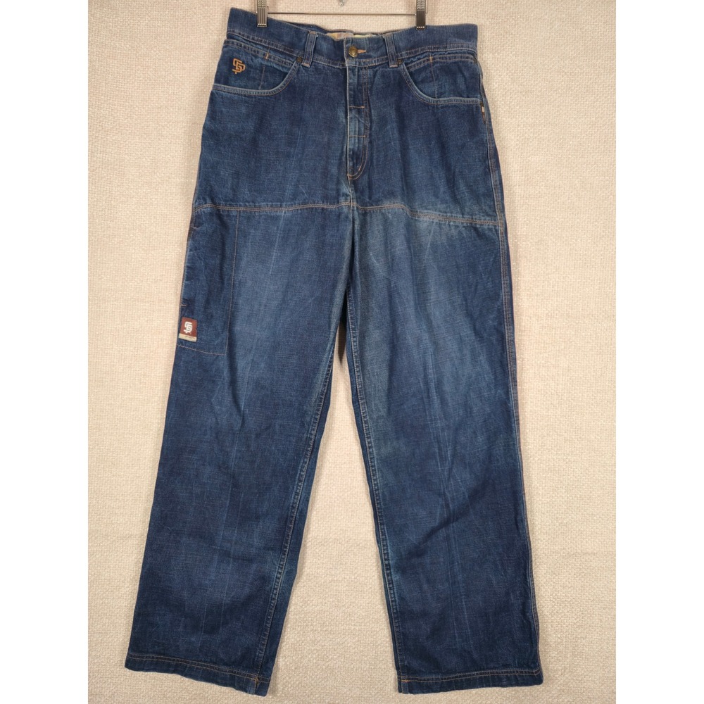 State Property Mens Baggy Hip Hop Jeans Blue Denim 36x32 (Actual Size 34x32) Y2K